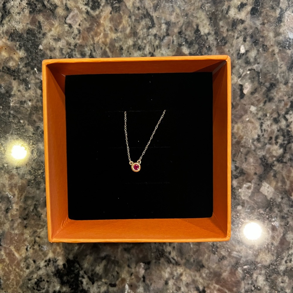 14k Gold Ruby Birthstone Necklace